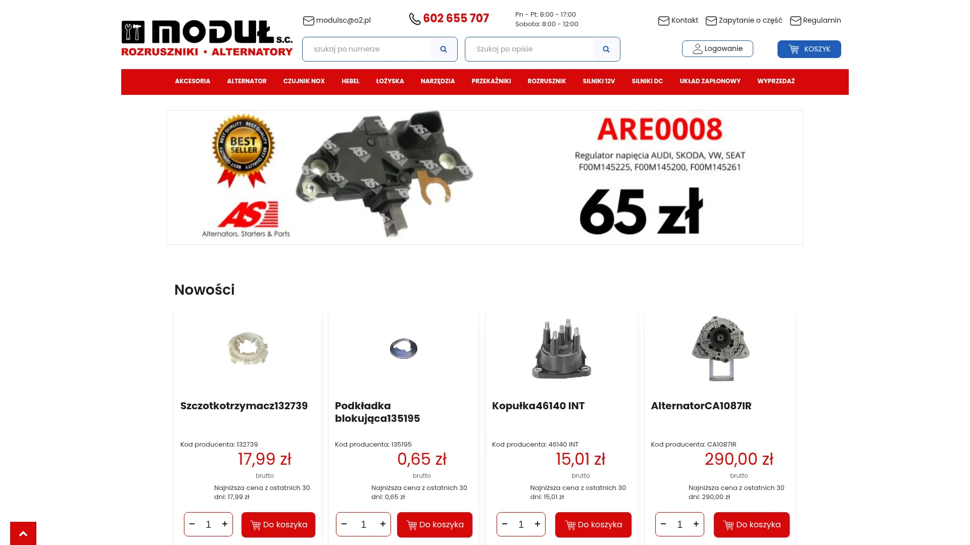 Screenshot of www.rozrusznik-alternator.pl